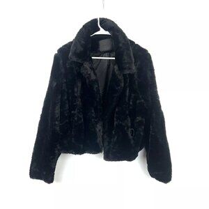 Blank NYC Faux Fur Black Crop Jacket Girl’s Size Large